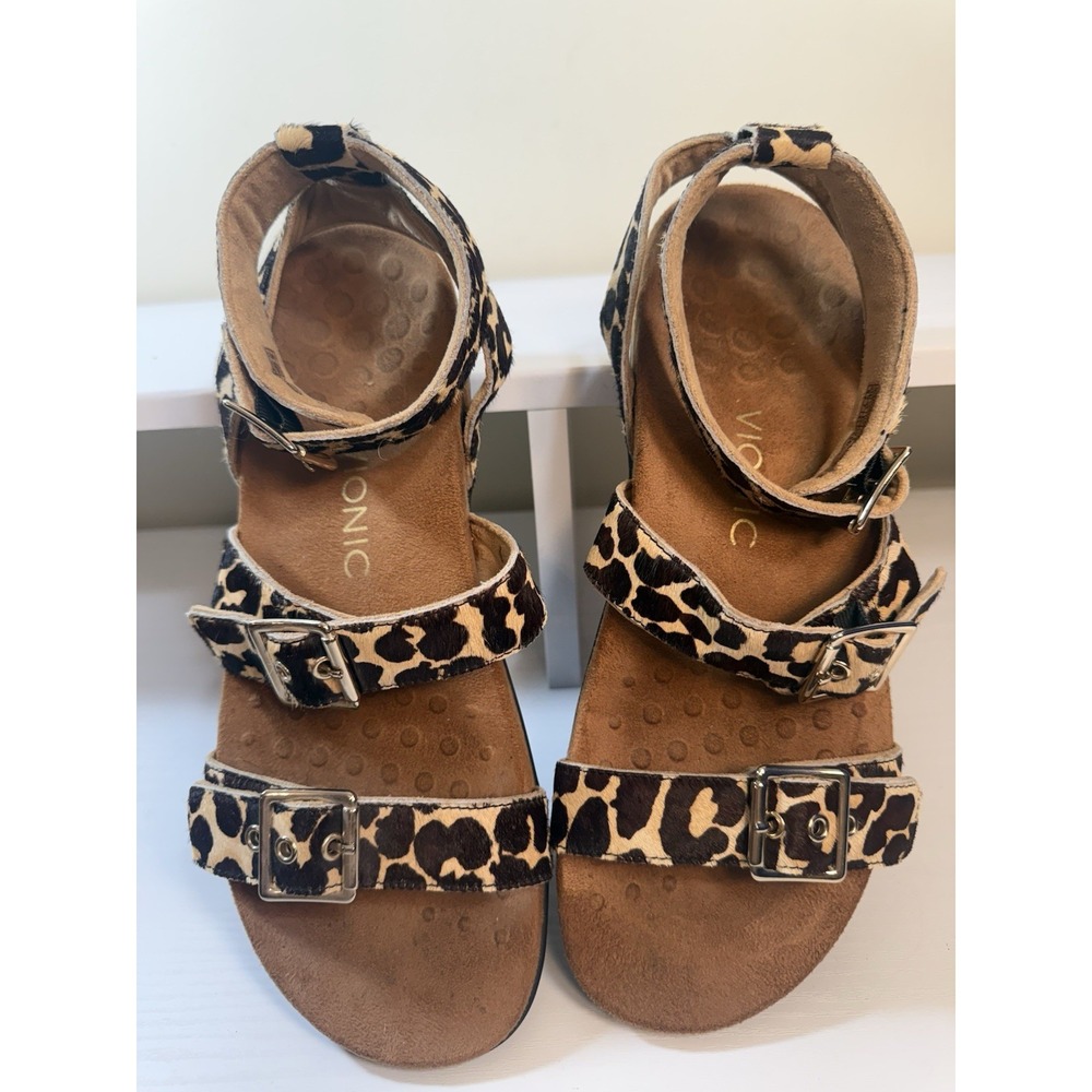 Vionic Elnora Sahara Sandal Womens Size 9  Leopard Calfhair Orthotic NWOT - Picture 3 of 5